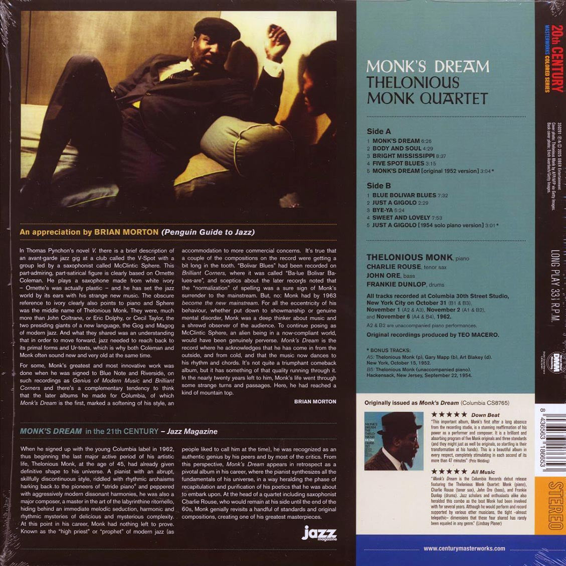Thelonious Monk Quartet - Monk's Dream (+2 bonus tracks) (ltd. ed.) (180g) (blue vinyl) Vinyl Record