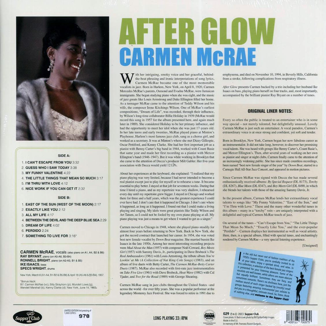 Carmen McRae - After Glow (+bonus track) (ltd. ed.) (180g) Vinyl Record