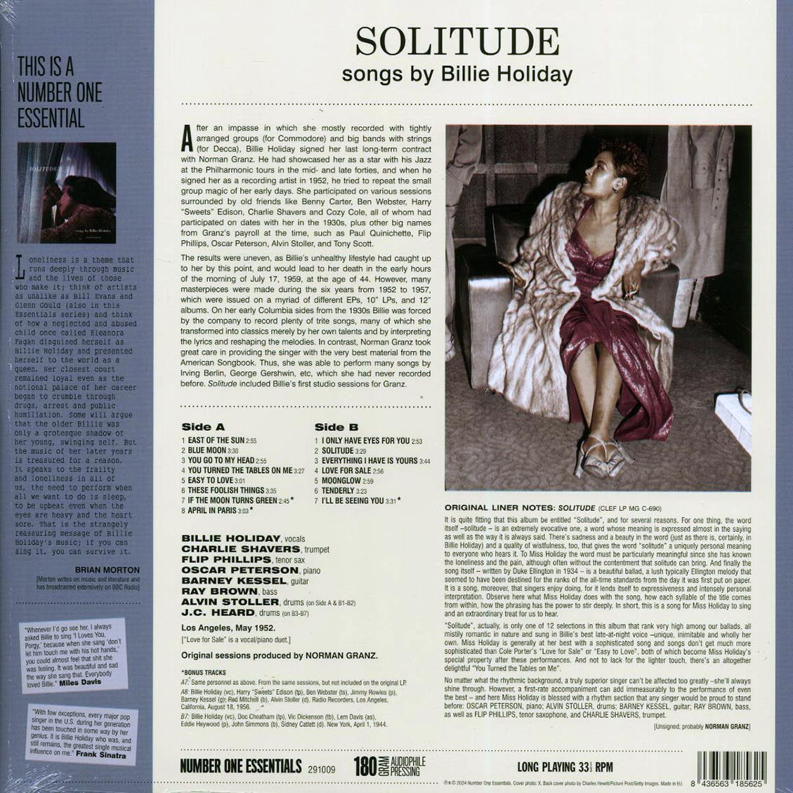 Billie Holiday - Solitude (+3 bonus tracks) (ltd. ed.) (180g) Vinyl Record