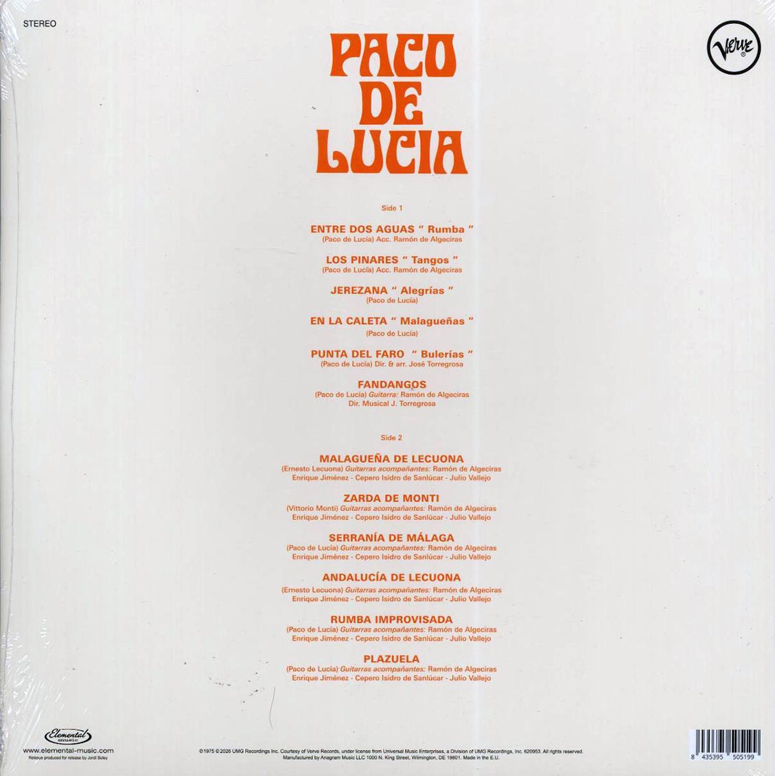 Paco De Lucia - Entre Dos Aguas (ltd. ed.) (180g) Vinyl Record