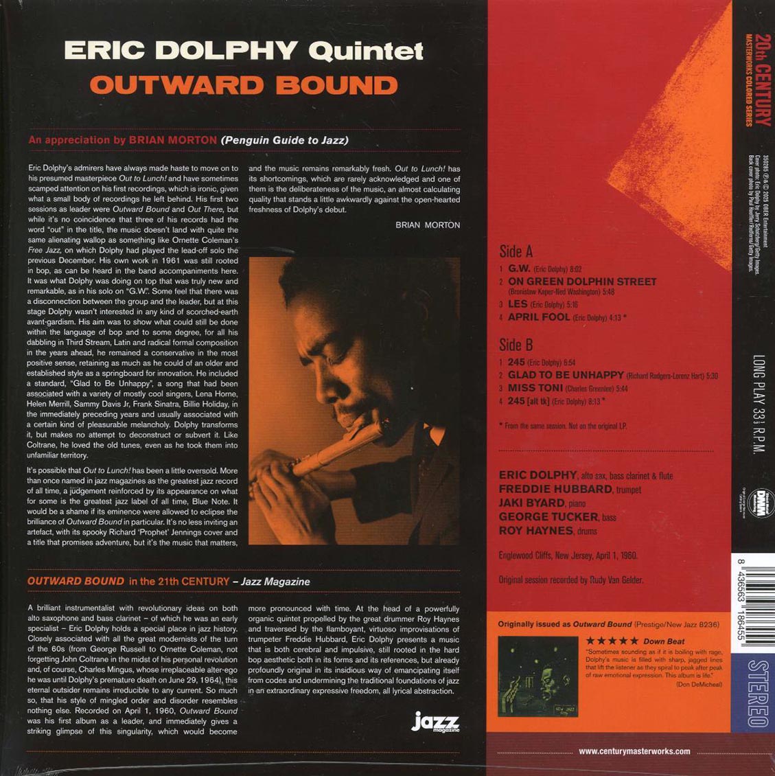 Eric Dolphy Quintet - Outward Bound (+2 bonus tracks) (ltd. ed.) (180g) (blue vinyl) Vinyl Record
