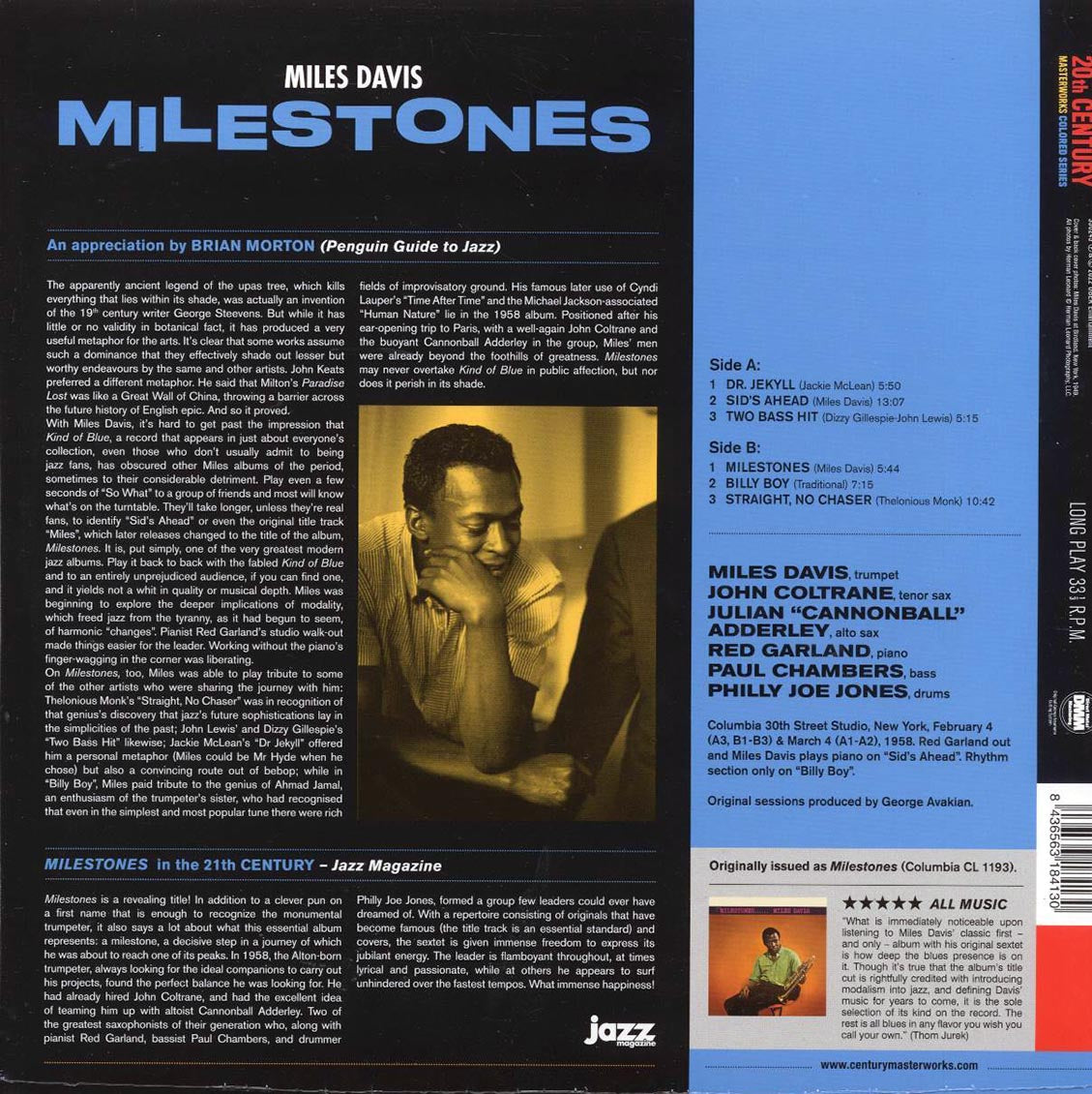 Miles Davis - Milestones (ltd. ed.) (180g) (blue vinyl) Vinyl Record