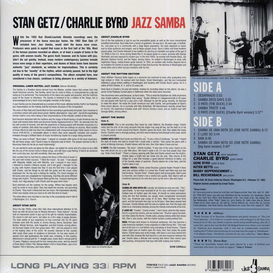 Stan Getz, Charlie Byrd - Jazz Samba (+2 bonus tracks) (ltd. ed.) (180g) Vinyl Record