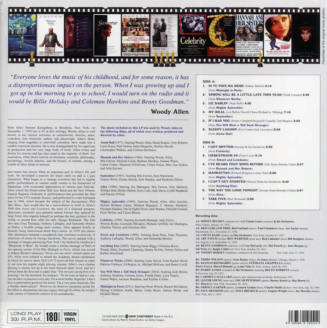 Sidney Bechet, Neal Hefti, Franz Liszt, George Gershwin, Etc. - Swing In The Films Of Woody Allen (ltd. ed.) (180g) Vinyl Record
