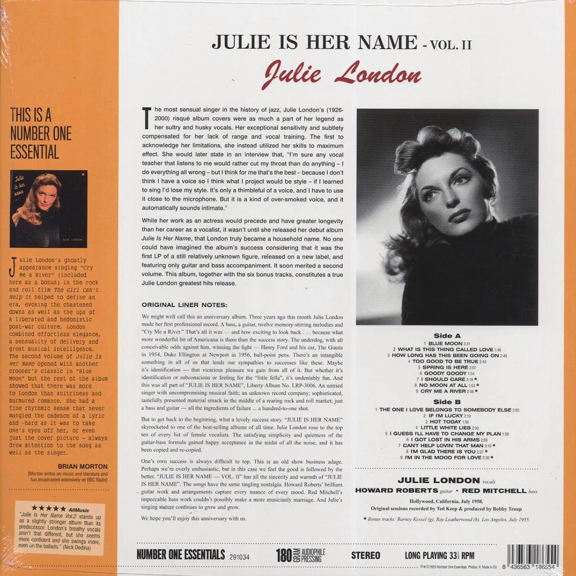 Julie London - Julie Is Her Name Volume 2 (+6 bonus tracks) (ltd. ed.) (180g) Vinyl Record