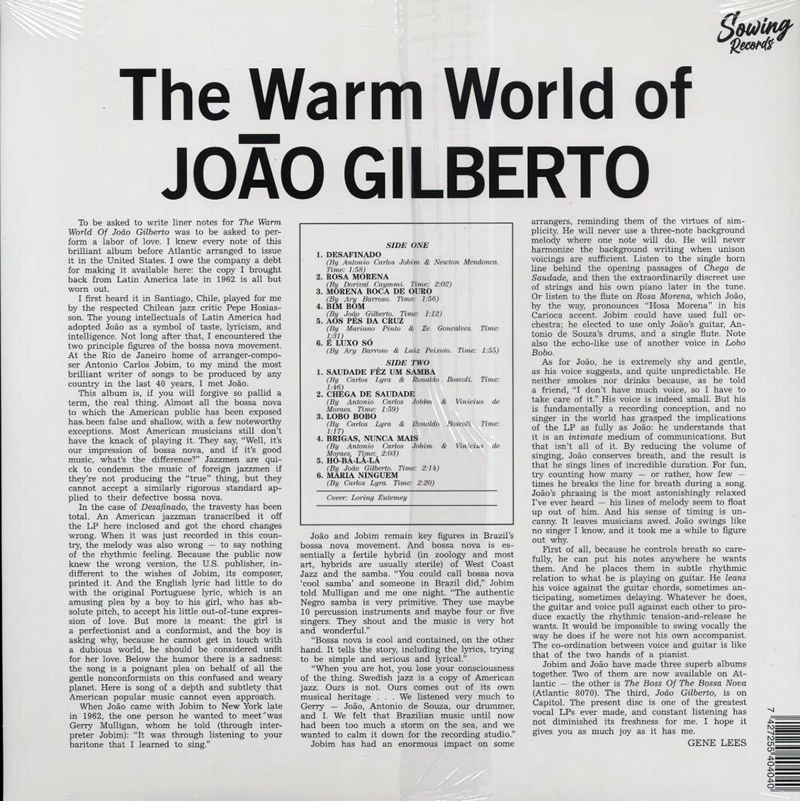 Joao Gilberto - The Warm World Of Joao Gilberto (clear vinyl) Vinyl Record
