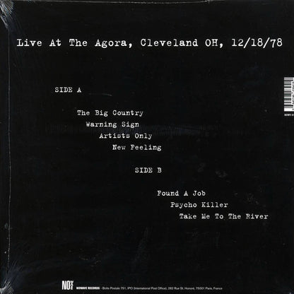 Talking Heads - Live At The Agora, Cleveland OH, 12/18/78 Vinyl Record