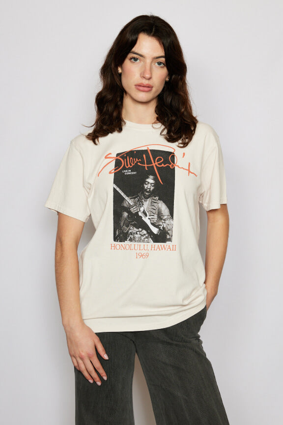 Jimi Hendrix Live in Concert Womens Tee Shirt White