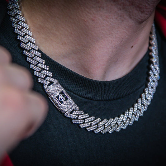 "New York" Prong Studded Cuban Necklace - Silver