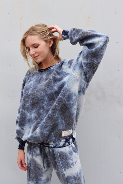 Plush Crewneck Pullover Tie-Dye