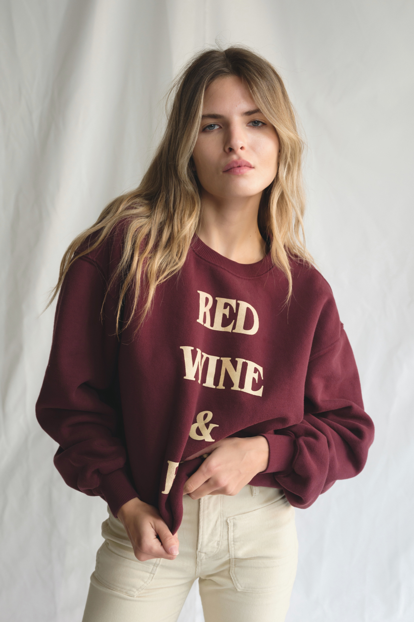 Red Wine & Blue Womens Crewneck Pullover Sweatshirt