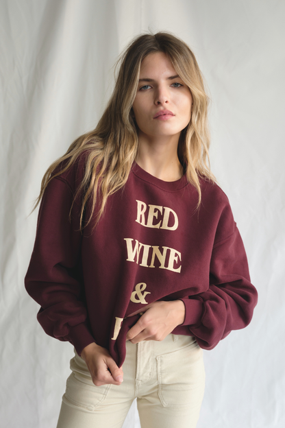 Red Wine & Blue Womens Crewneck Pullover Sweatshirt