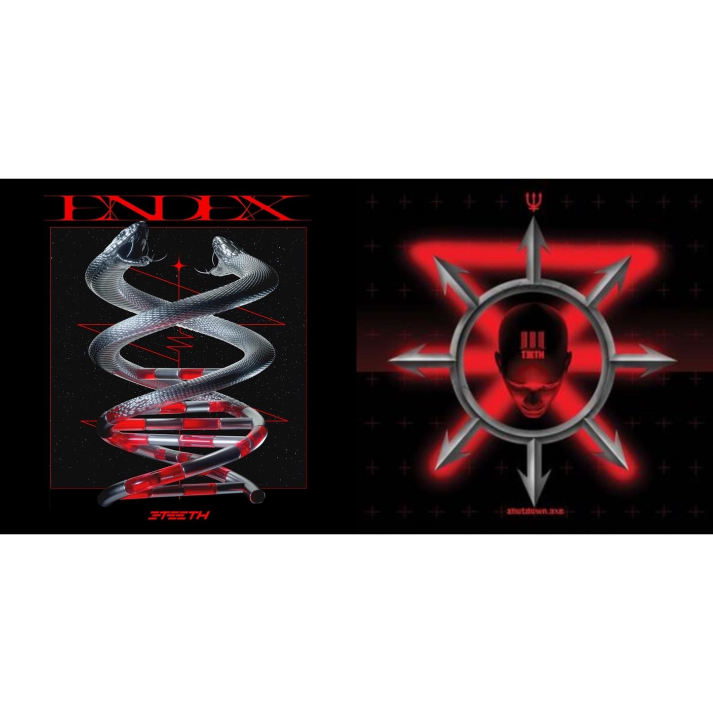 3Teeth - Endex (Red Smoke LP Vinyl) & Shutdown.Exe (Red/Silver LP Vinyl)