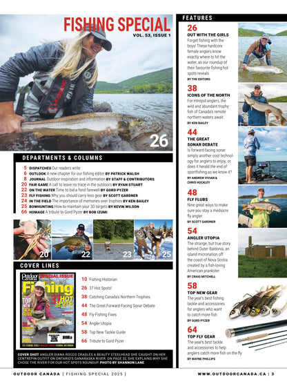 Outdoor Canada - Fishing Special 2025: Top New Tackle Guide, Hot Spots, Angler Utopia, The Great Forward-Facing Sonar Debate, Catching Canada's Northern Trophies Strategies, Gear, Trends & More!
