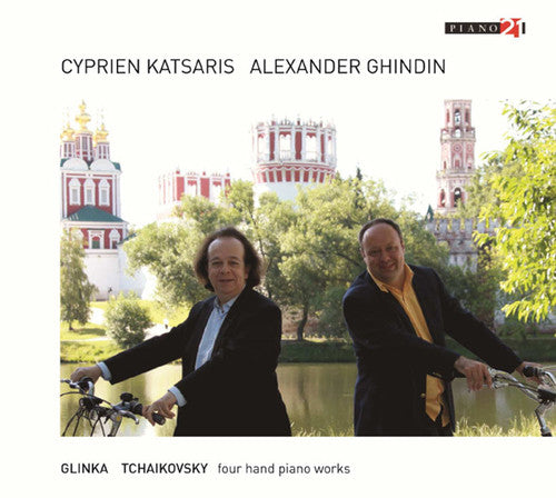 the album cover for Cyprien Katsaris - Russian Piano Music For Four Hands: Glinka &amp; Tchaikovsky