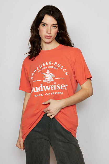 Budweiser King of Beers Womens Tee Shirt Red