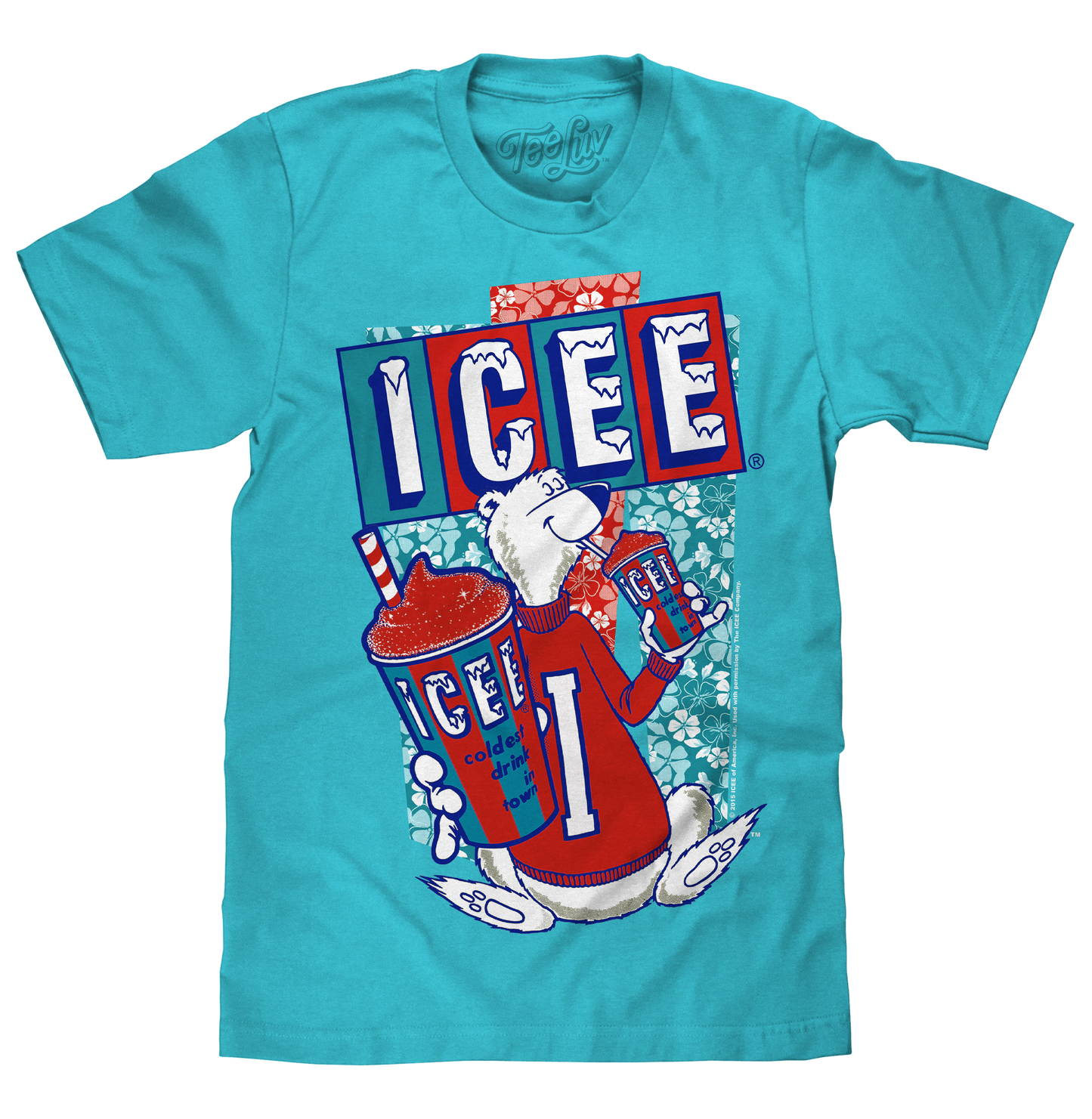Hawaiian ICEE Polar Bear Mens T Shirt Officially Licensed Blue