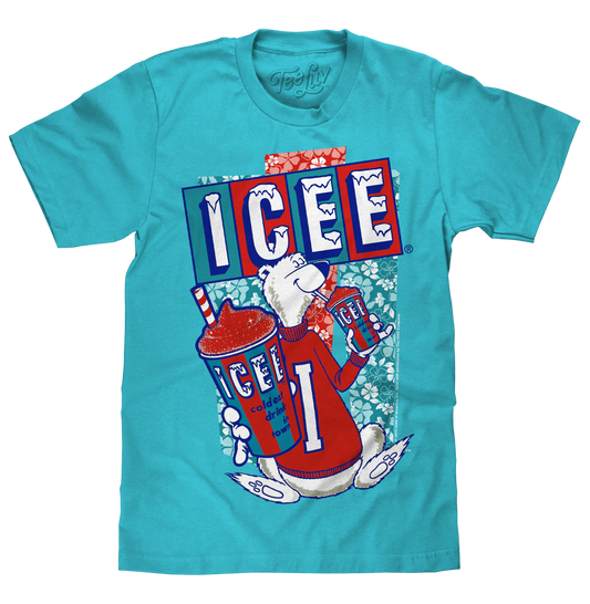 Hawaiian ICEE Polar Bear Mens T Shirt Officially Licensed Blue