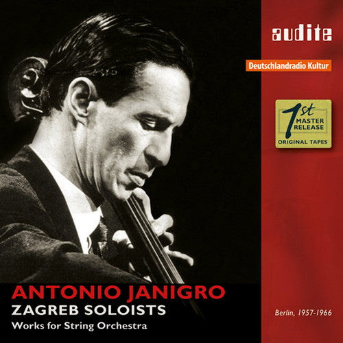 the album cover for Corelli / Zagreb Soloists / Janigro - Antonio Janigro & The Zagreb Soloists - Works for String Orchestra