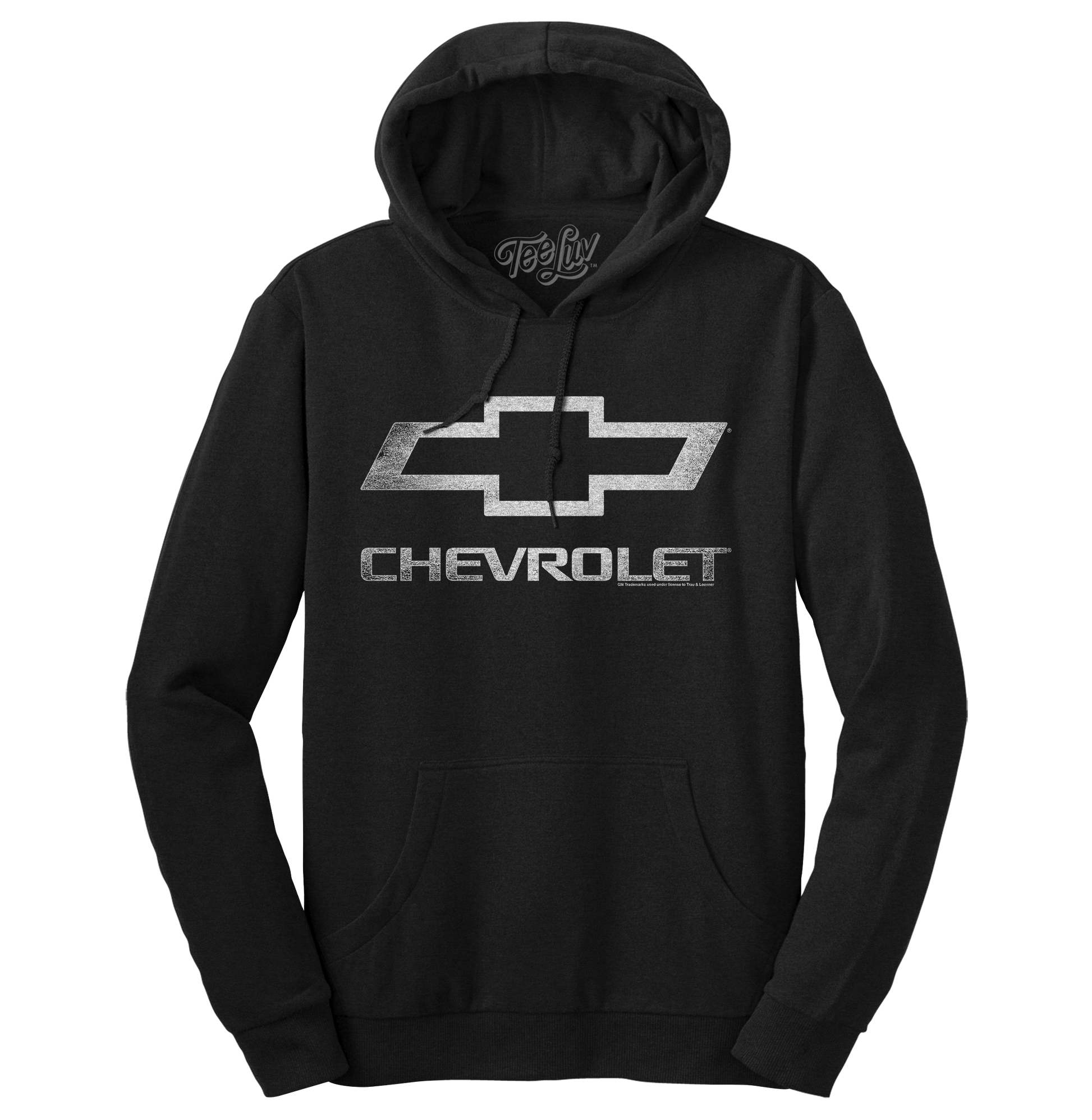Chevrolet Logo Pullover Hooded Fleece Sweatshirt Hoodie Officially Licensed - Black