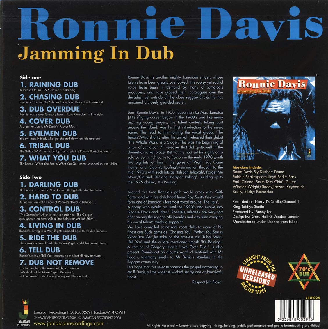 Ronnie Davis - Jamming In Dub (180g) Vinyl Record
