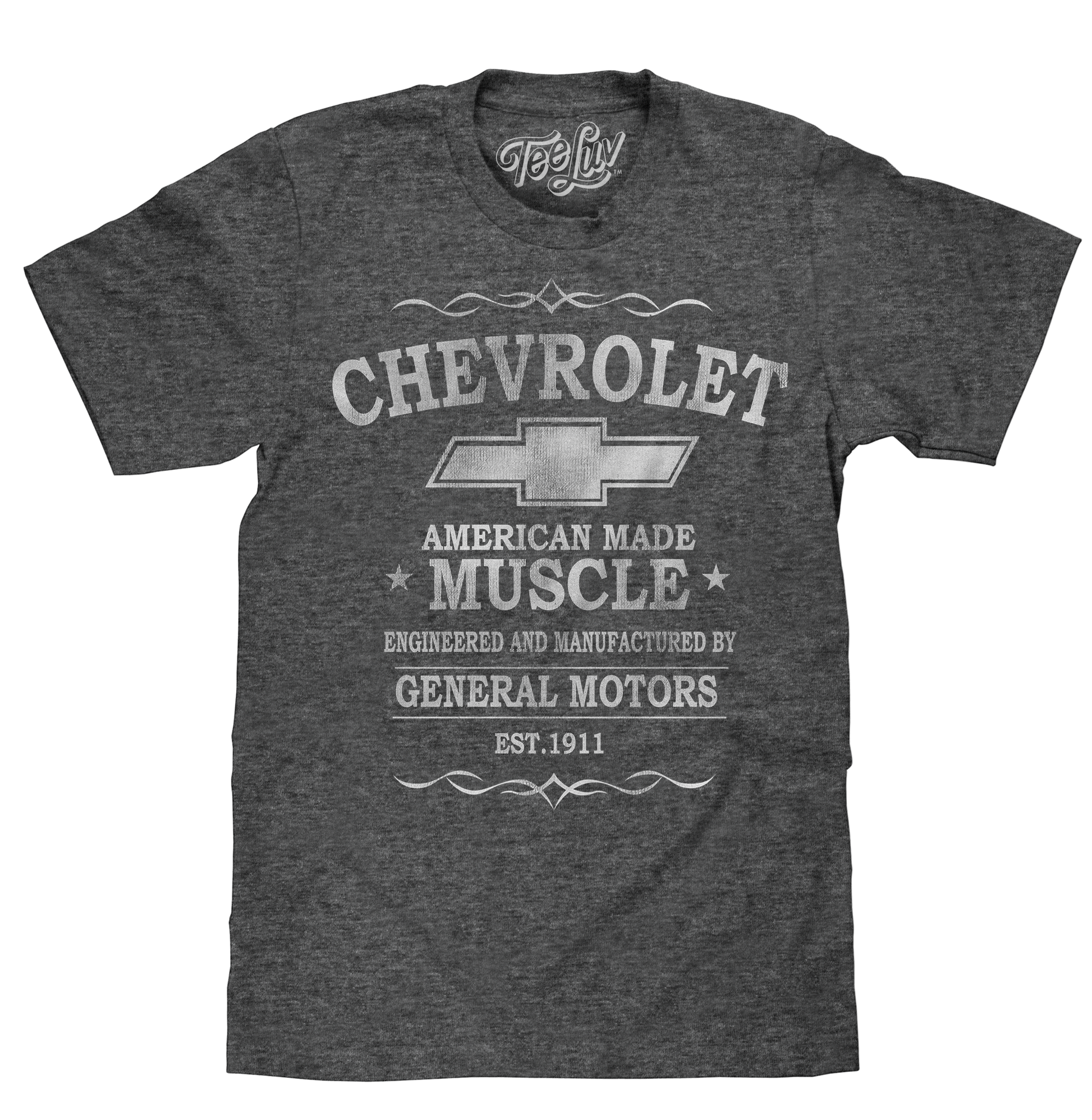 Chevrolet American Made Muscle Mens T Shirt Officially Licensed Gray