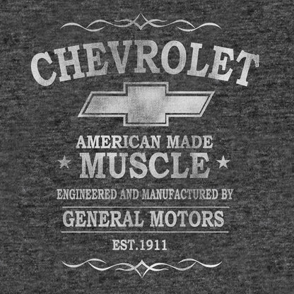 Chevrolet American Made Muscle Mens T Shirt Officially Licensed Gray