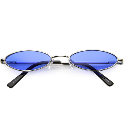 Slim Retro Throwback 1990's Color Tone Oval Sunglasses C722