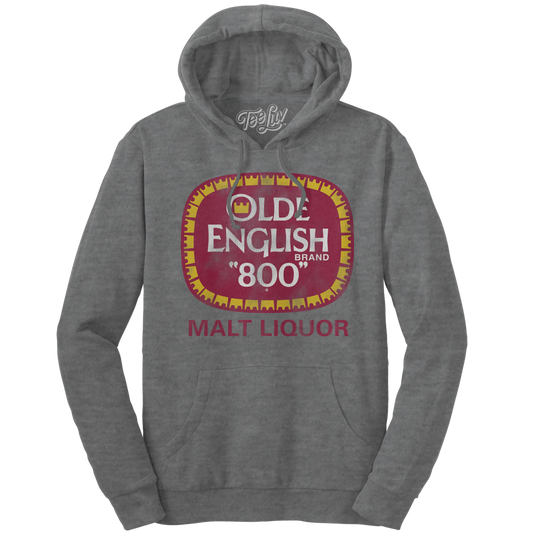 Olde English 800 Malt Liquor Hooded Sweatshirt Hoodie Officially Licensed - Oxford Gray