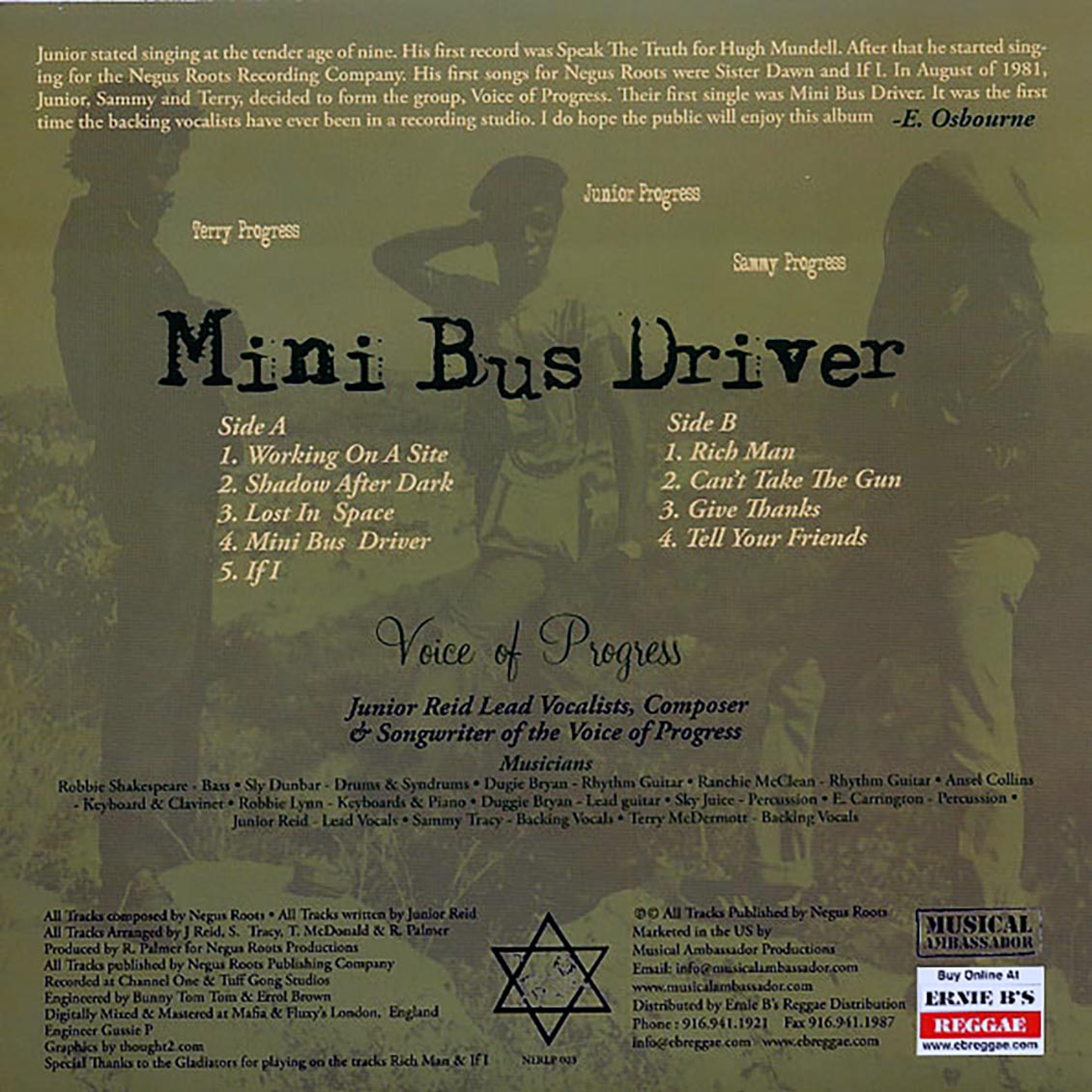 Voice Of Progress (Jr. Reid, Sammy Tracy, Terry McDermott) - Mini Bus Driver Vinyl Record