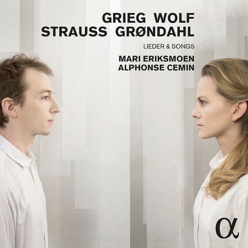 the album cover for Mari Eriksmoen / Cemin,Alphonse - Grieg, Wolf, Strauss & Backer-Grondahl: Lieder & Songs