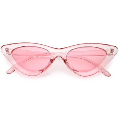 Women's Retro 1990's Narrow Flat Color Tone Lens Cat Eye Sunglasses C524
