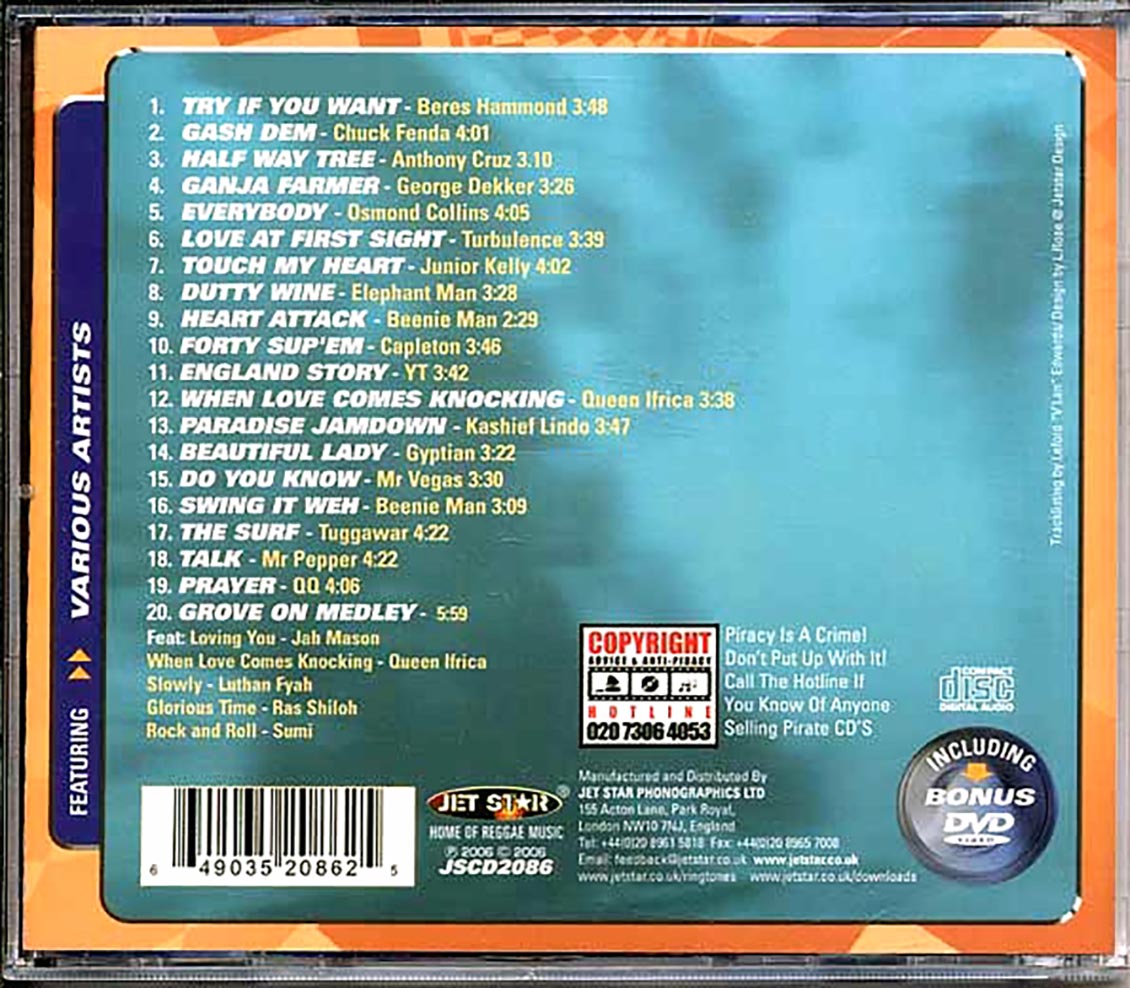 Various - Reggae Hits Volume 36 (20 tracks) (incl. DVD) Music CD