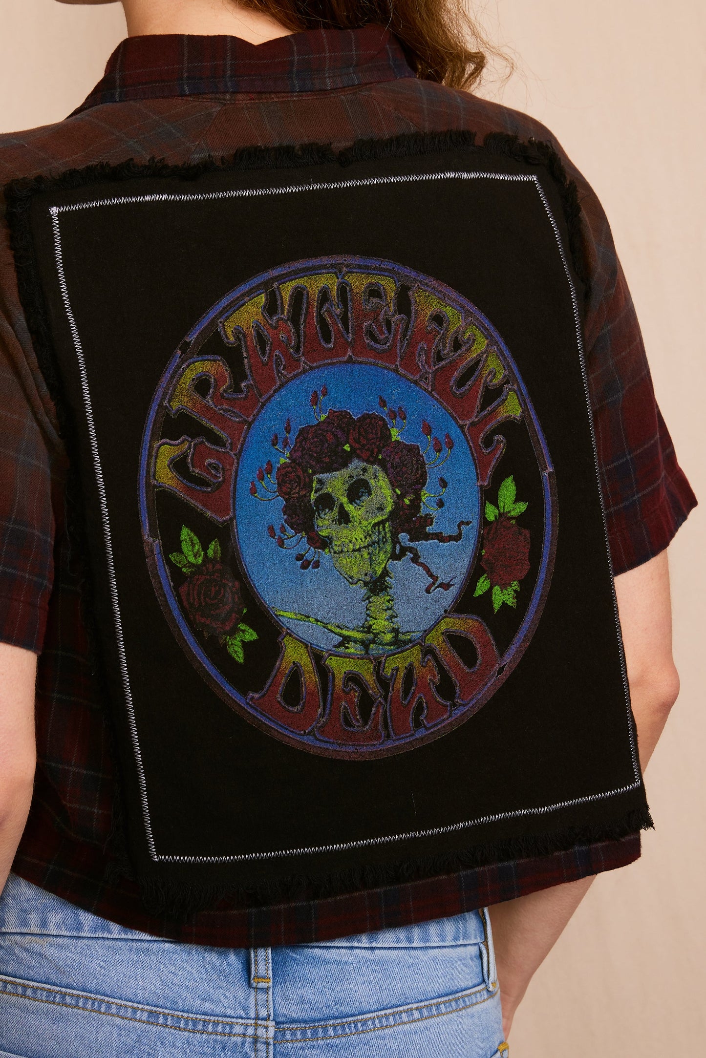 Grateful Dead Bertha Cut Off Flannel Tee Shirt Red