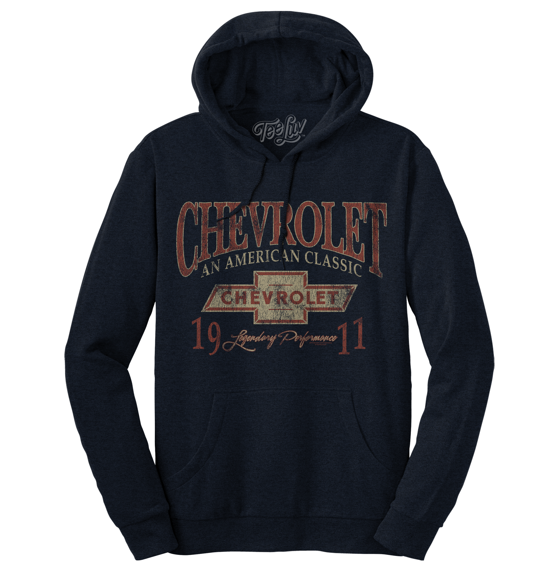 Chevy American Classic Pullover Hooded Sweatshirt Hoodie Officially Licensed - Navy