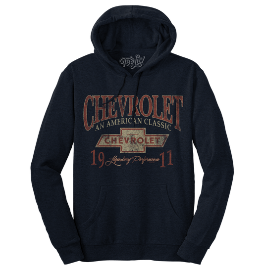 Chevy American Classic Pullover Hooded Sweatshirt Hoodie Officially Licensed - Navy
