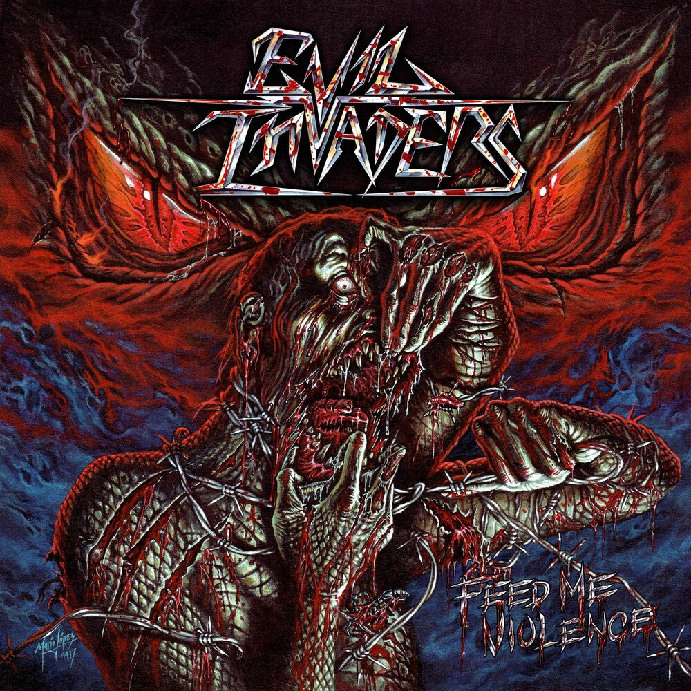 the album cover for Evil Invaders - Feed Me Violence