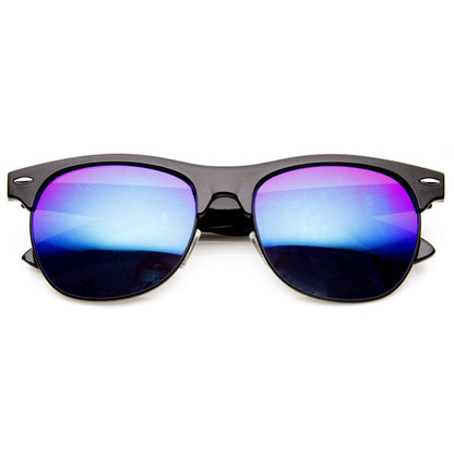 New Flash Mirrored Lens Horned Rim Half Frame Sunglasses 8927
