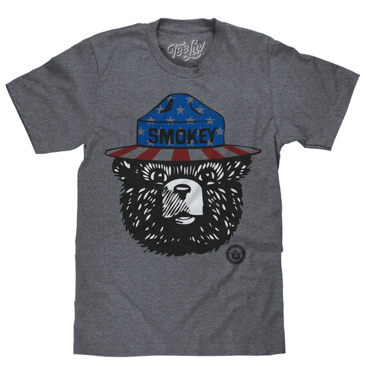 Patriotic Smokey Bear T-Shirt - Gray