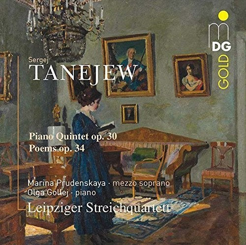 the album cover for Leipzig String Quartet / Olga Gollej - Taneyev: Piano Quintet Op.30 Songs Op.34