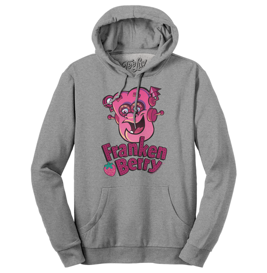 Franken Berry Monster Cereal Mascot Hooded Sweatshirt Hoodie Officially Licensed - Oxford Gray