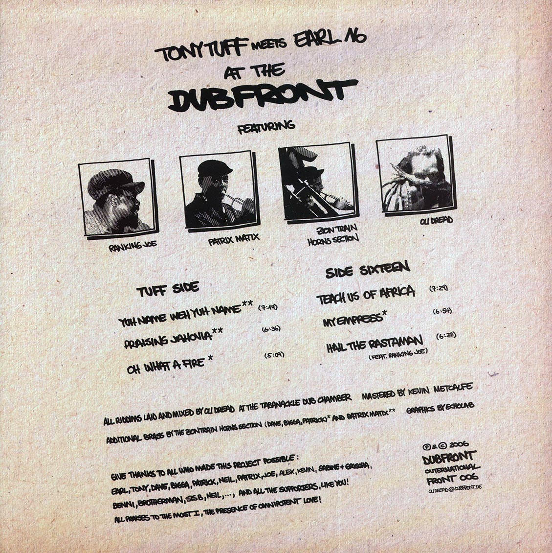 Tony Tuff, Earl Sixteen - Tony Tuff Meets Earl 16 At The Dubfront (2006 FIRST PRESS) (orig. press) Vinyl Record
