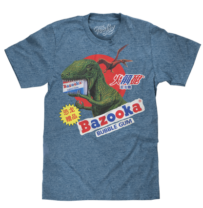 Bazooka Bubble Gum Dinosaur Mens T Shirt Officially Licensed Cabo Blue