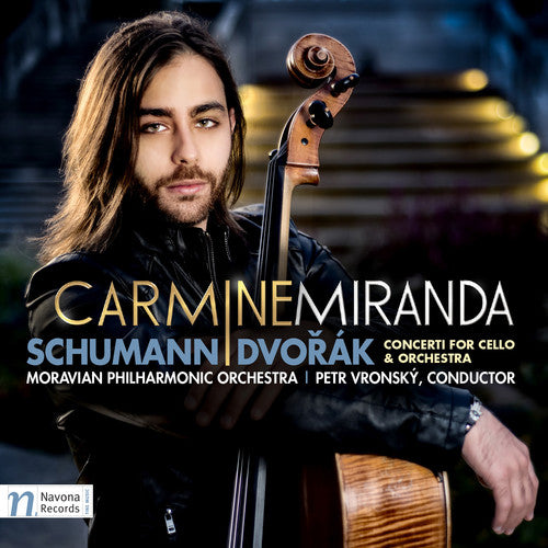 the album cover for A Dvorak / Miranda,Carmine / Vronsky,Petr - Schumann - Dvorak: Concerti For Cello & Orchestra