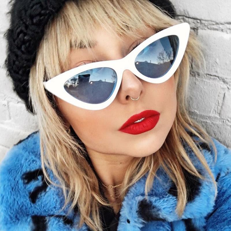 Women's Retro Side Angle Cat Eye Color Lens Sunglasses C510