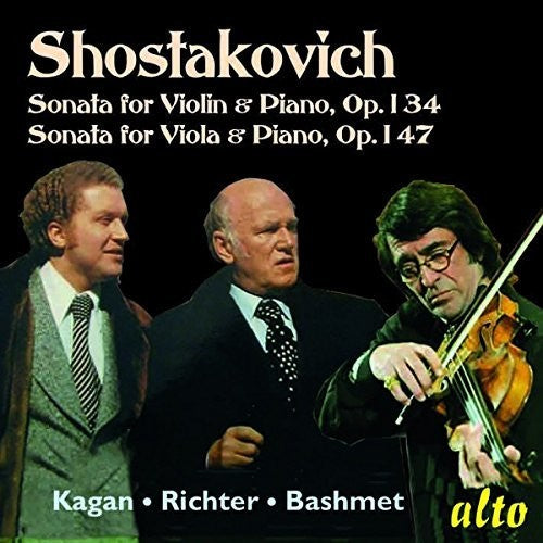 the album cover for Richter / Kagan / Bashmet - Shostakovich: Vilolin Sonata Viola Sonata Opp. 134
