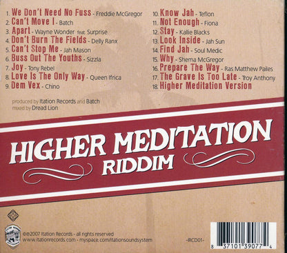Sizzla, Jah Sun, Tony Rebel, Queen Ifrica, Etc. - Higher Meditation Riddim (rhythm: "Higher Meditation") Music CD