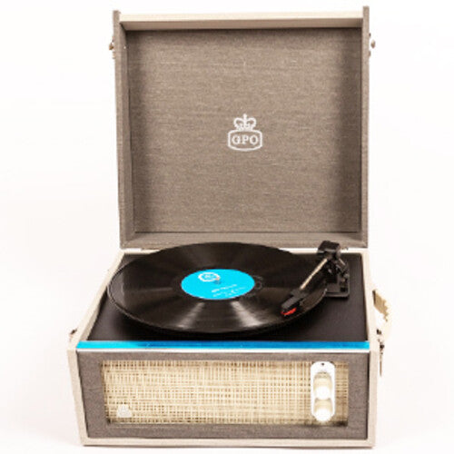 GPO Bermuda Turntable USB Record Player Removable Legs Grey / Cream - Turntable