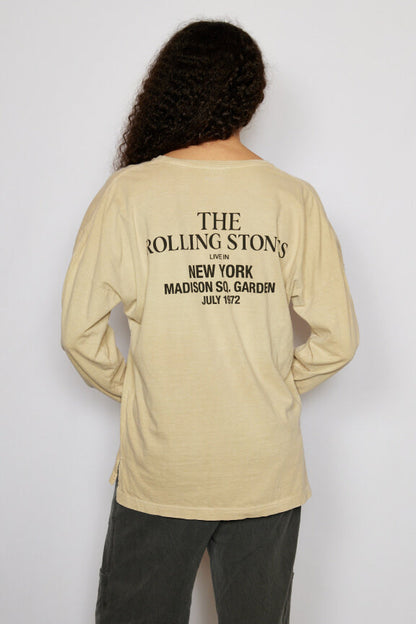 Rolling Stones Madison Square Garden 72 Womens Long Sleeve Shirt Tan