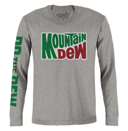 Mountain Dew Do The Dew Sleeve Print Long Sleeve T Shirt Officially Licensed - Gray